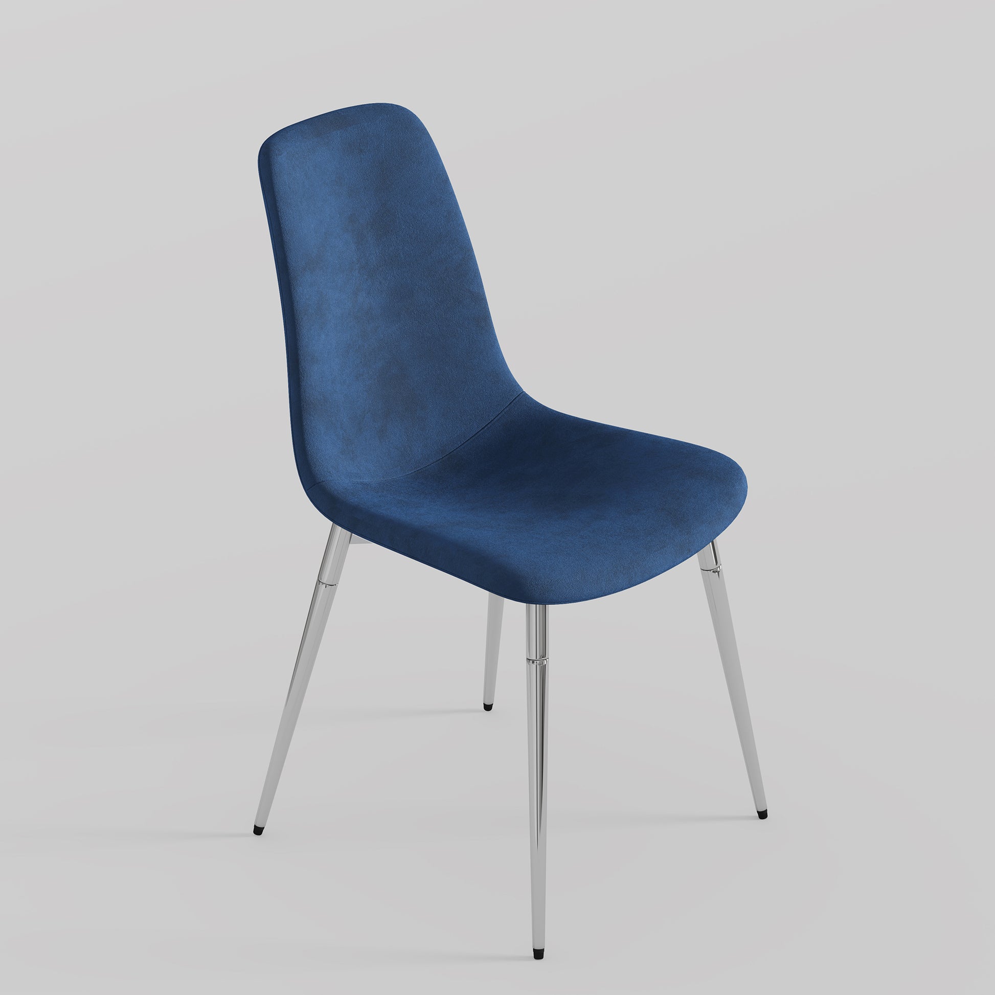 Fabric Dining Chairs Set Of 4, Upholstered Armless Accent Chairs, Classical Appearance And Metal Legs Blue Fabric