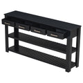 Stylish Entryway Console Table With 4 Drawers And 2 Shelves, Suitable For Entryways, Living Rooms. Black Mdf