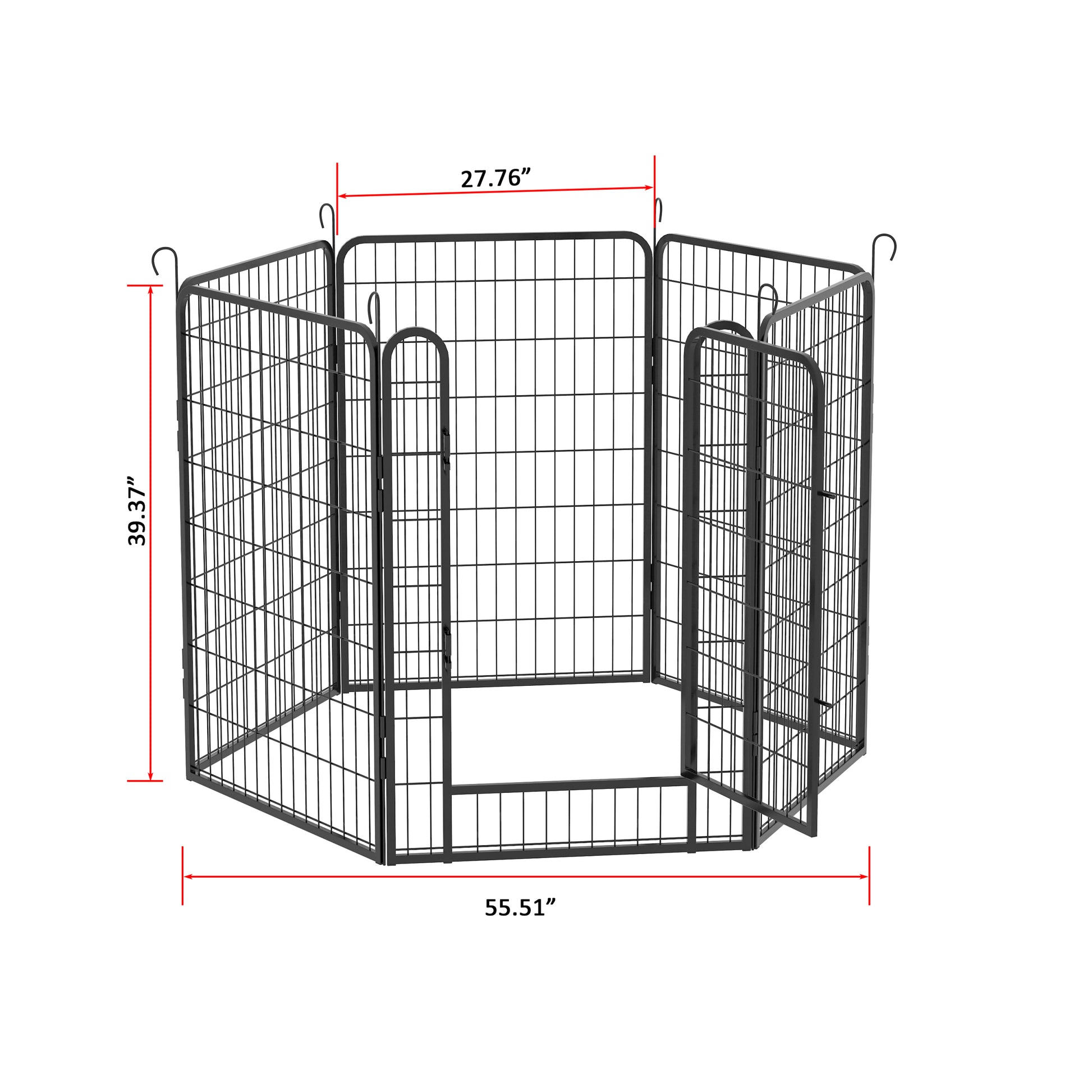 6 Panels Heavy Duty Metal Playpen With Door,39.37"H Dog Fence Pet Exercise Pen For Outdoor, Indoor Black Metal