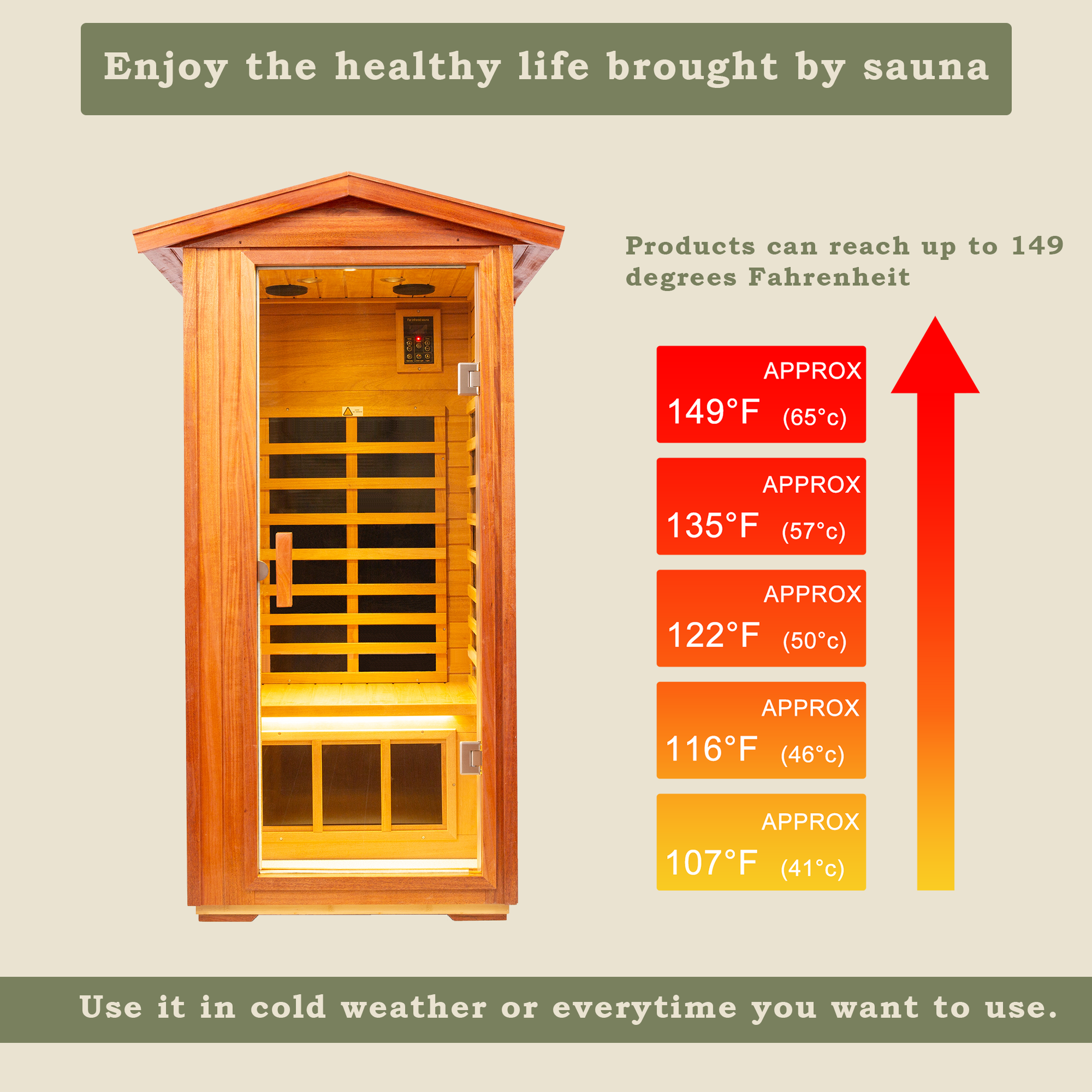 One Person Far Infrared Khaya Outdoor Sauna Room