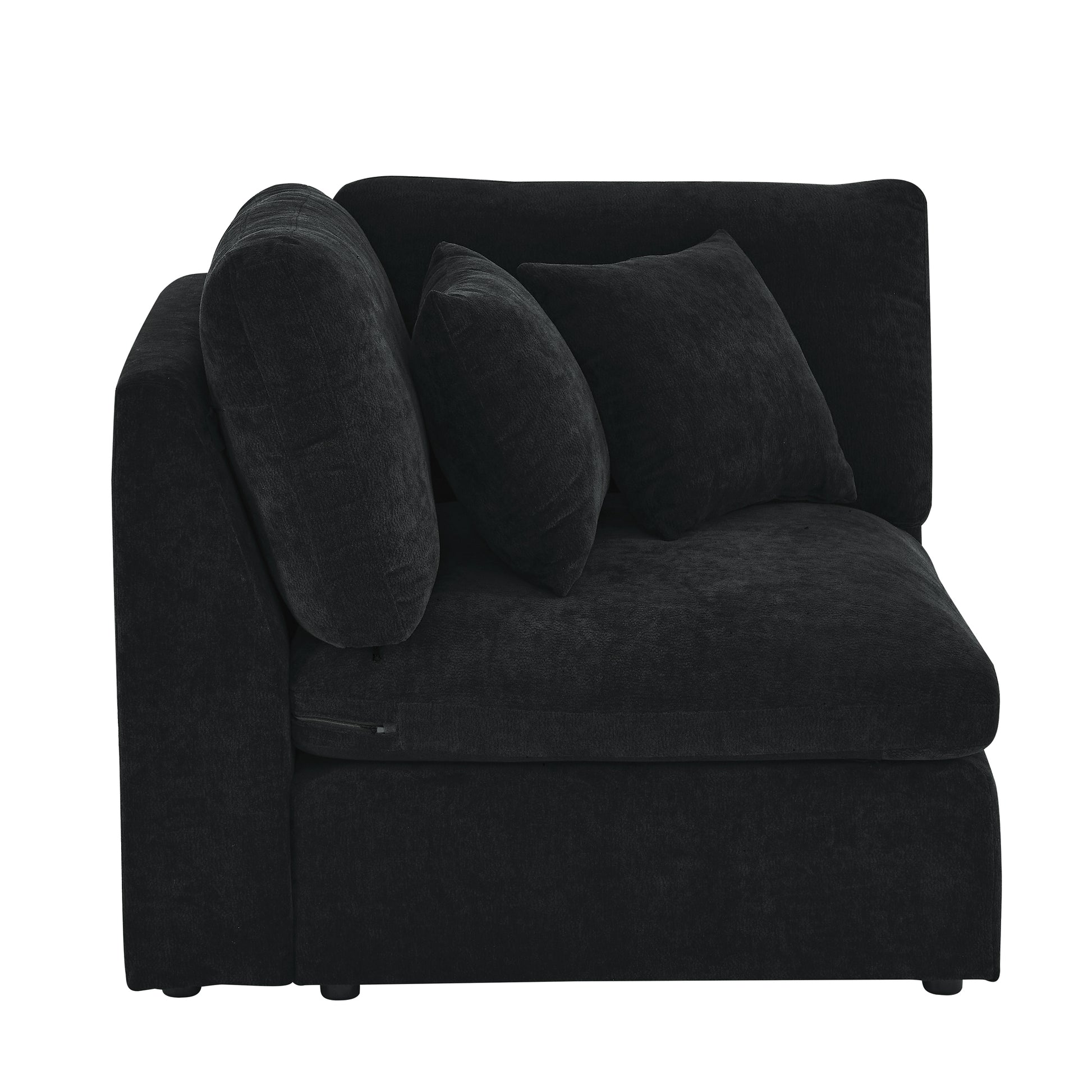 6 Seats Modular L Shaped Sectional Sofa With Ottoman,10 Pillows, Oversized Upholstered Couch W Removabled Down Filled Seat Cushion For Living Room, Chenille Black Black Chenille Wood Primary Living Space Soft Pillow Back Eucalyptus Square Arms Foam