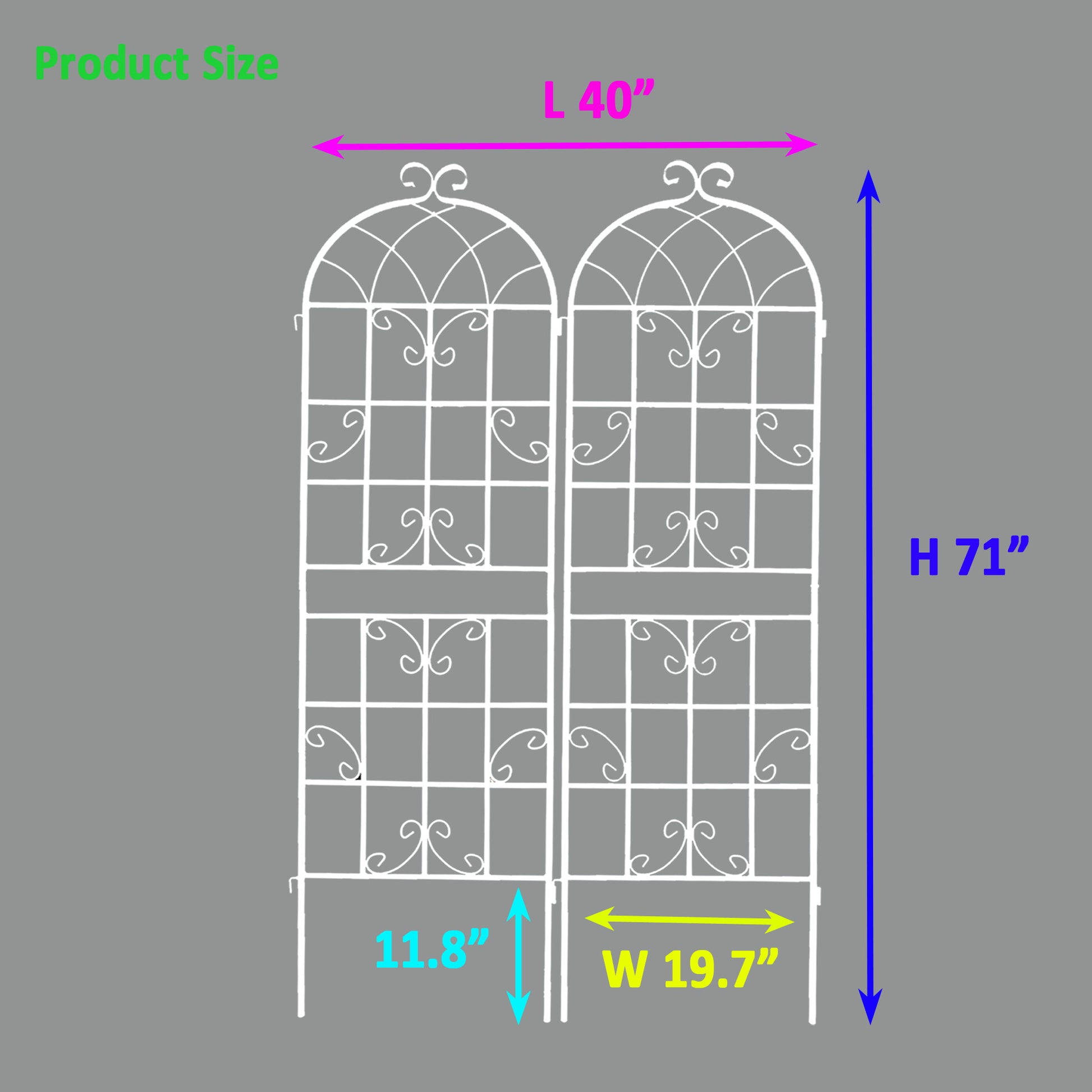 2 Pack Metal Garden Trellis 71" X 19.7" Rustproof Trellis For Climbing Plants Outdoor Flower Support Cream White Cream White Iron