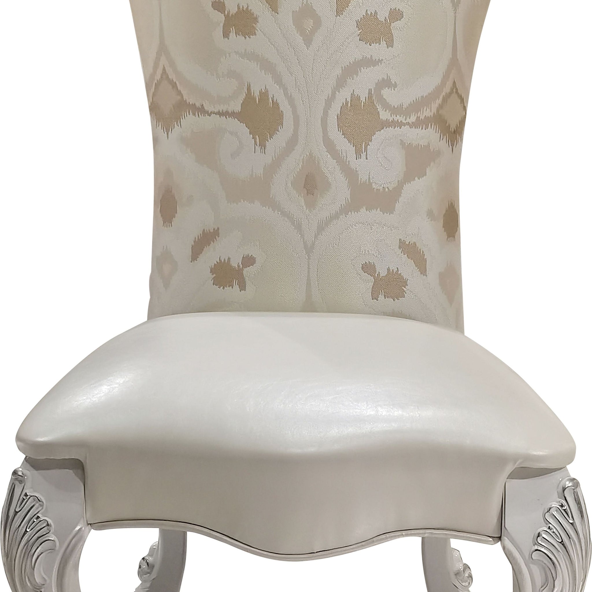 Dresden Side Chair Set 2 , Fabric & Bone White Finish Dn02242 White Fabric