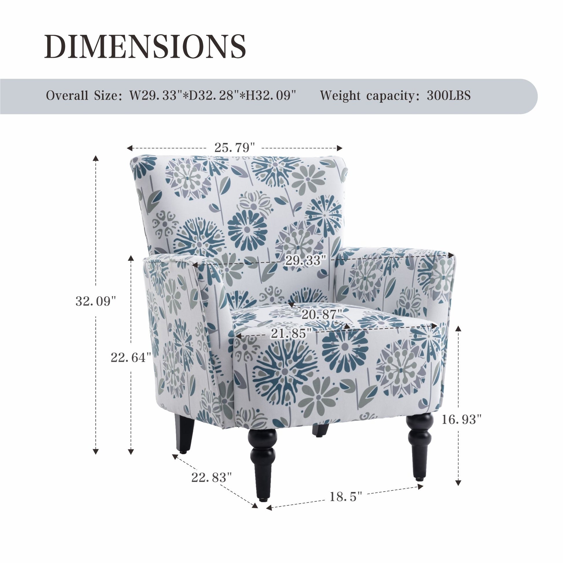 Armchair Modern Accent Sofa With Linen Surface,Leisure Chair With Solid Wood Feet For Living Room Bedroom Studio,White Blue White Line Primary Living Space Modern Upholstered Linen