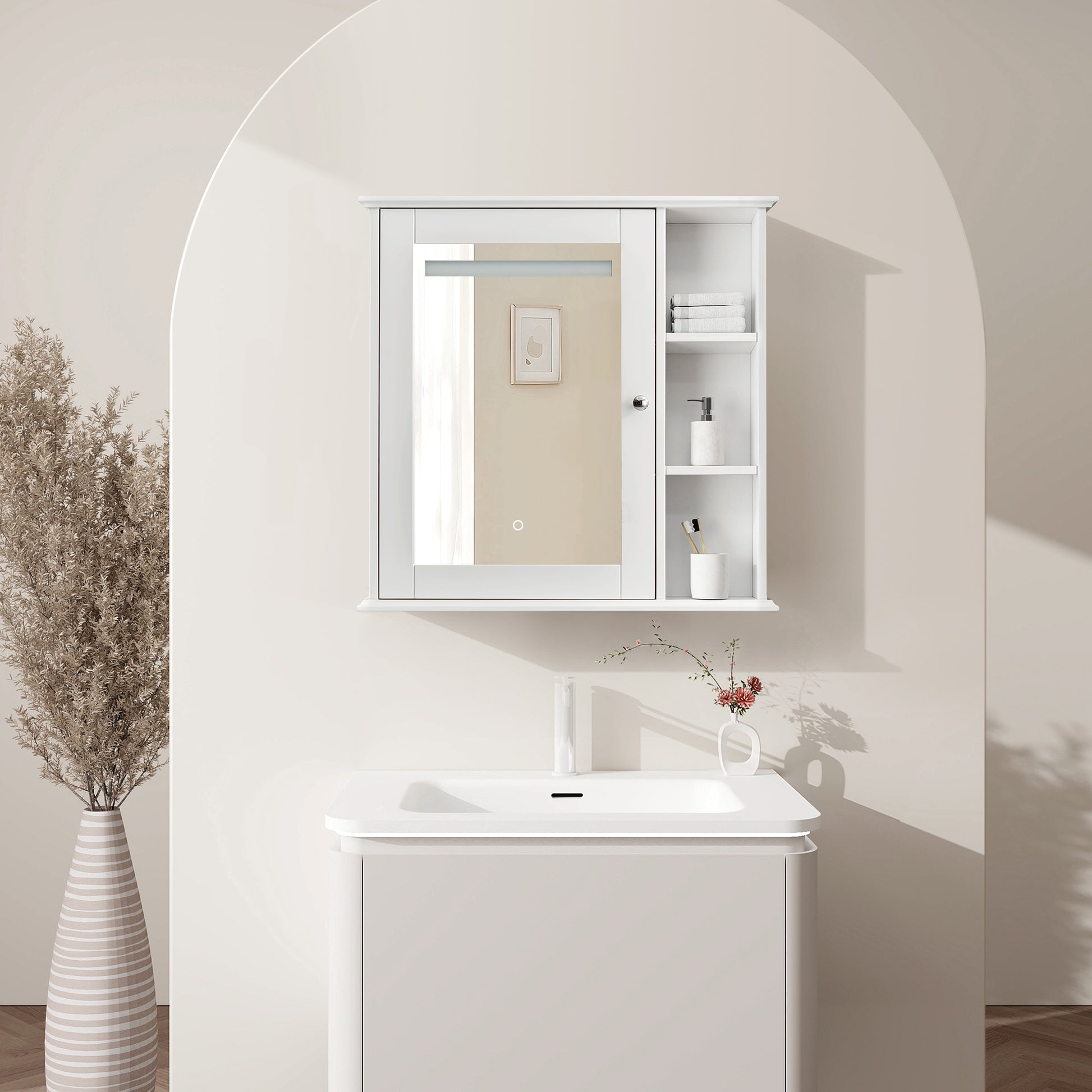 Bathroom Storage Mirror Cabinet Wall Mounted white-1-4-adjustable shelves-bathroom-wall