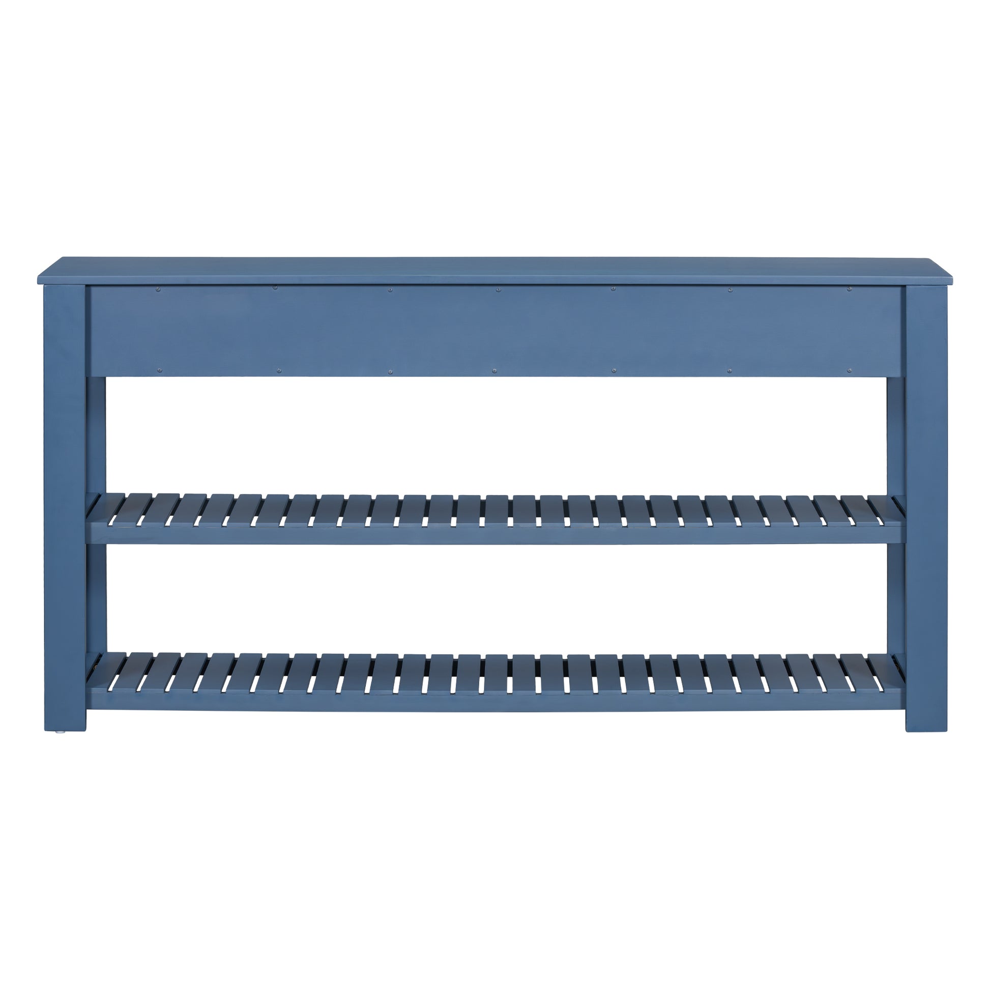 Stylish Entryway Console Table With 4 Drawers And 2 Shelves, Suitable For Entryways, Living Rooms. Navy Blue Mdf