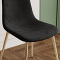 Fabric Dining Chairs Set Of 4, Upholstered Armless Accent Chairs, Classical Appearance And Metal Legs Black Fabric Metal