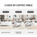Modern Lift Top Coffee Table Multi Functional Table With Drawers In White White Mdf Steel