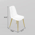 Fabric Dining Chairs Set Of 4, Upholstered Armless Accent Chairs, Classical Appearance And Metal Legs White Fabric Metal