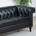 83.66 Inch Width Traditional Square Arm Removable Cushion 3 Seater Sofa Black Pu