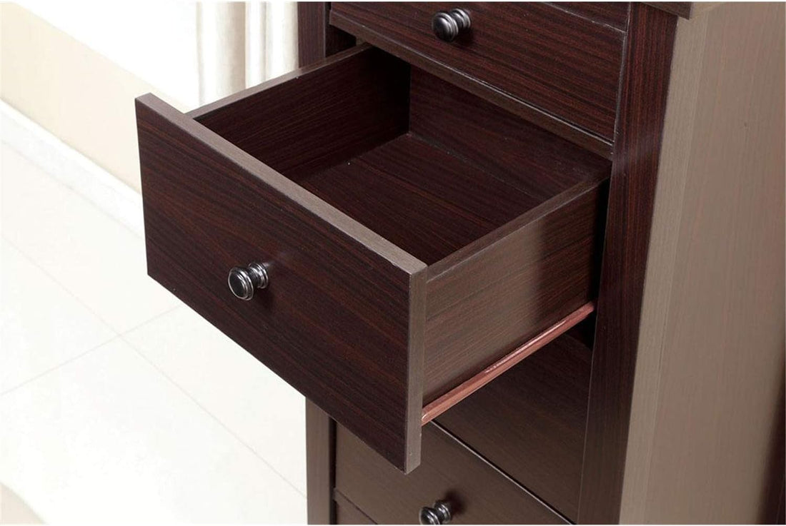 Transitional Espresso Compact Design 5 Drawer Chest Bedroom Small Living Space Chest Of Drawers Espresso Bedroom Contemporary,Modern,Transitional Solid Wood