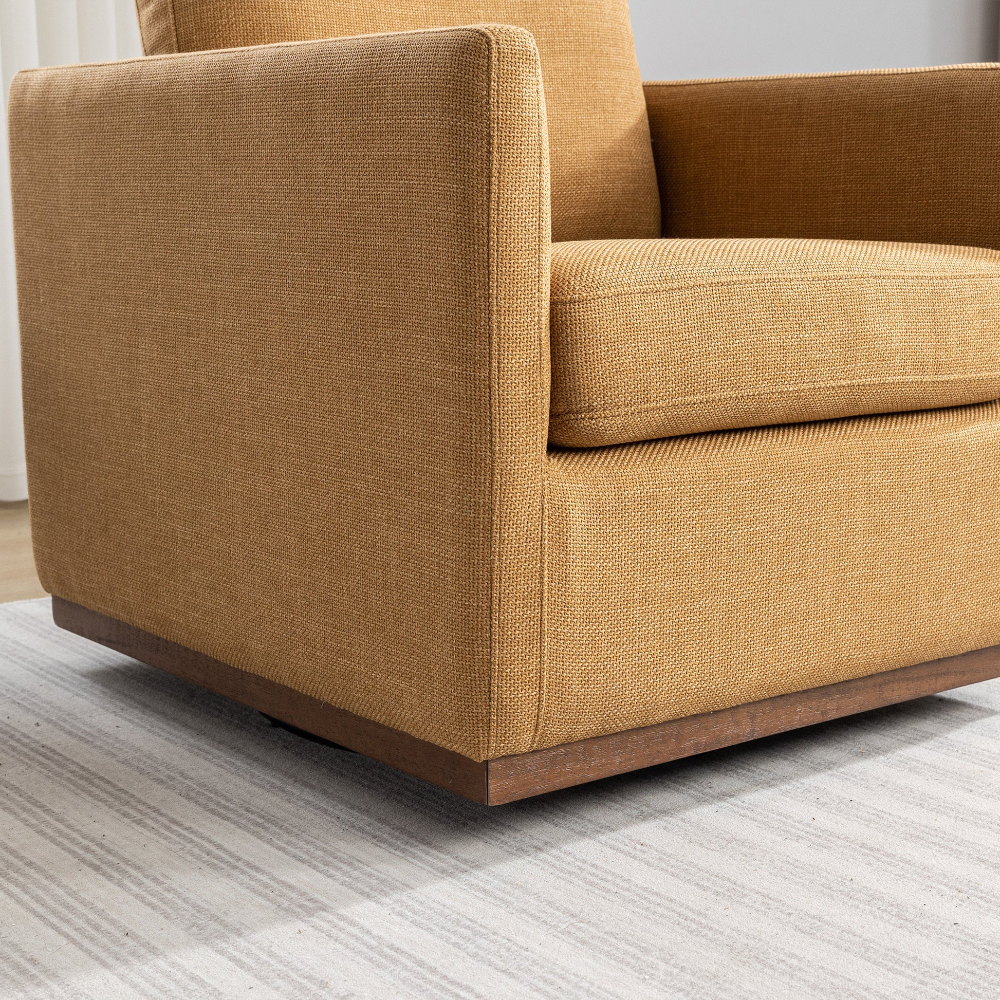 Mid Century Modern Swivel Accent Chair Armchair For Living Room, Bedroom, Guest Room, Office, Mustard Yellow 1 Mustard Yellow Linen