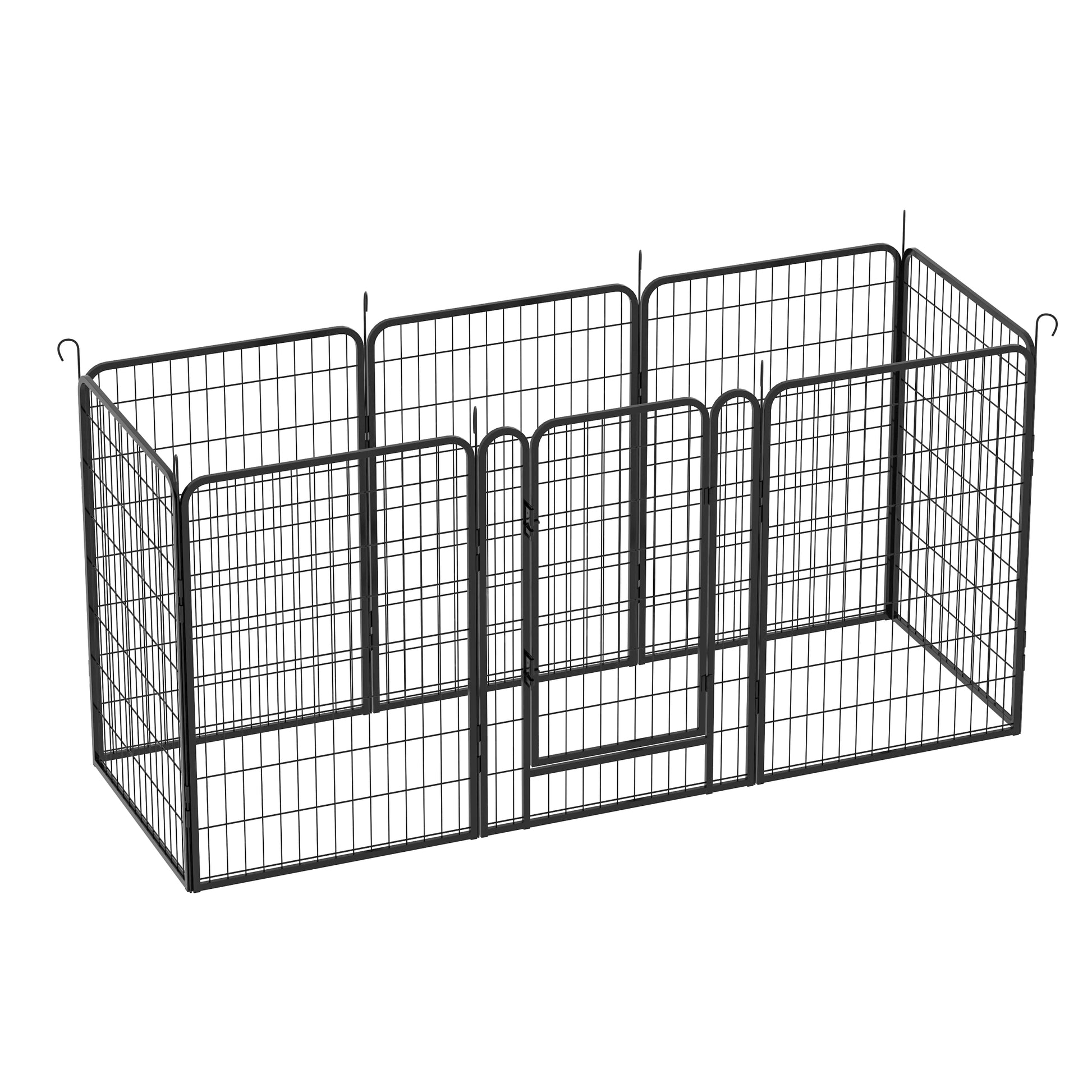 8 Panels Heavy Duty Metal Playpen With Door,39.37"H Dog Fence Pet Exercise Pen For Outdoor, Indoor Black Metal