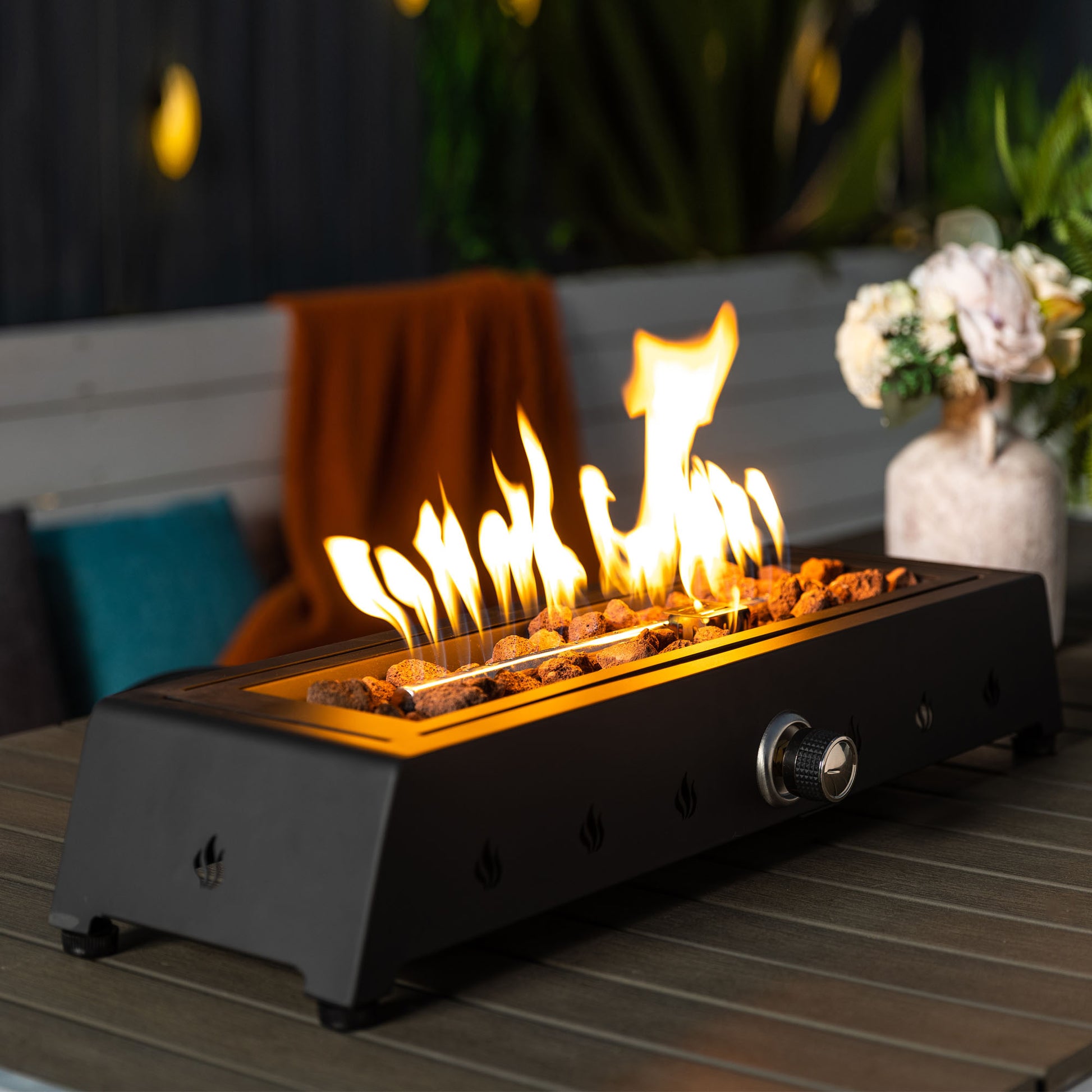 28 Inch Tabletop Fire Pit, Propane Gas Fire Pit With Quick Connect Joi
