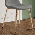 Fabric Dining Chairs Set Of 4, Upholstered Armless Accent Chairs, Classical Appearance And Metal Legs Grey Fabric Metal