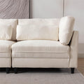 Oversized Modular Sectional Fabric Sofa Set With Waist Pillows, Extra Large U Shaped Couch With Reversible Chaise, 145 Inch Long, 6 Seat Modular Sofa With Ottamans Beige Light Brown Polyester Wood Primary Living Space Medium Soft Cushion Back Modern