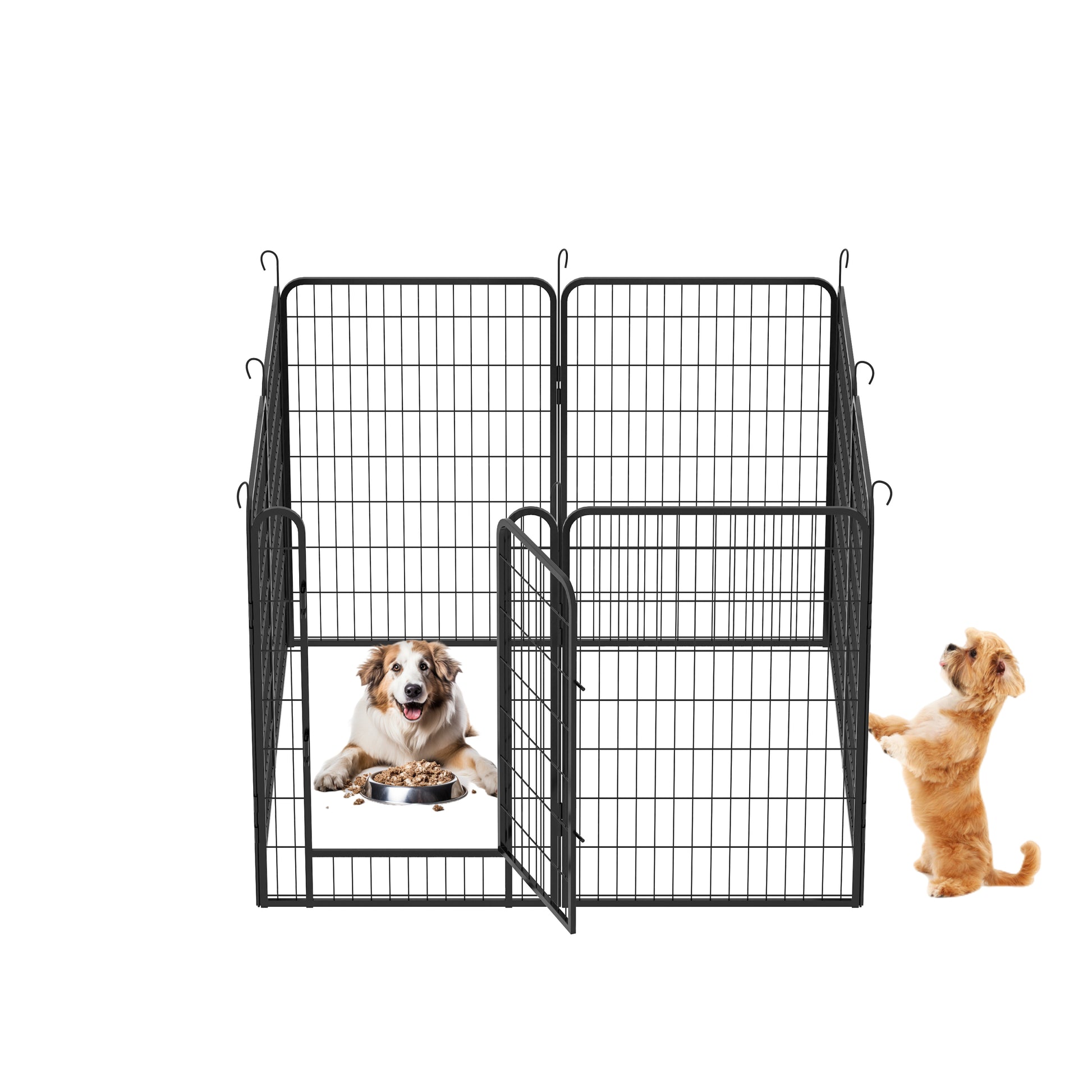 8 Panels Heavy Duty Metal Playpen With Door,39.37"H Dog Fence Pet Exercise Pen For Outdoor, Indoor Black Metal