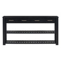 Stylish Entryway Console Table With 4 Drawers And 2 Shelves, Suitable For Entryways, Living Rooms. Black Mdf