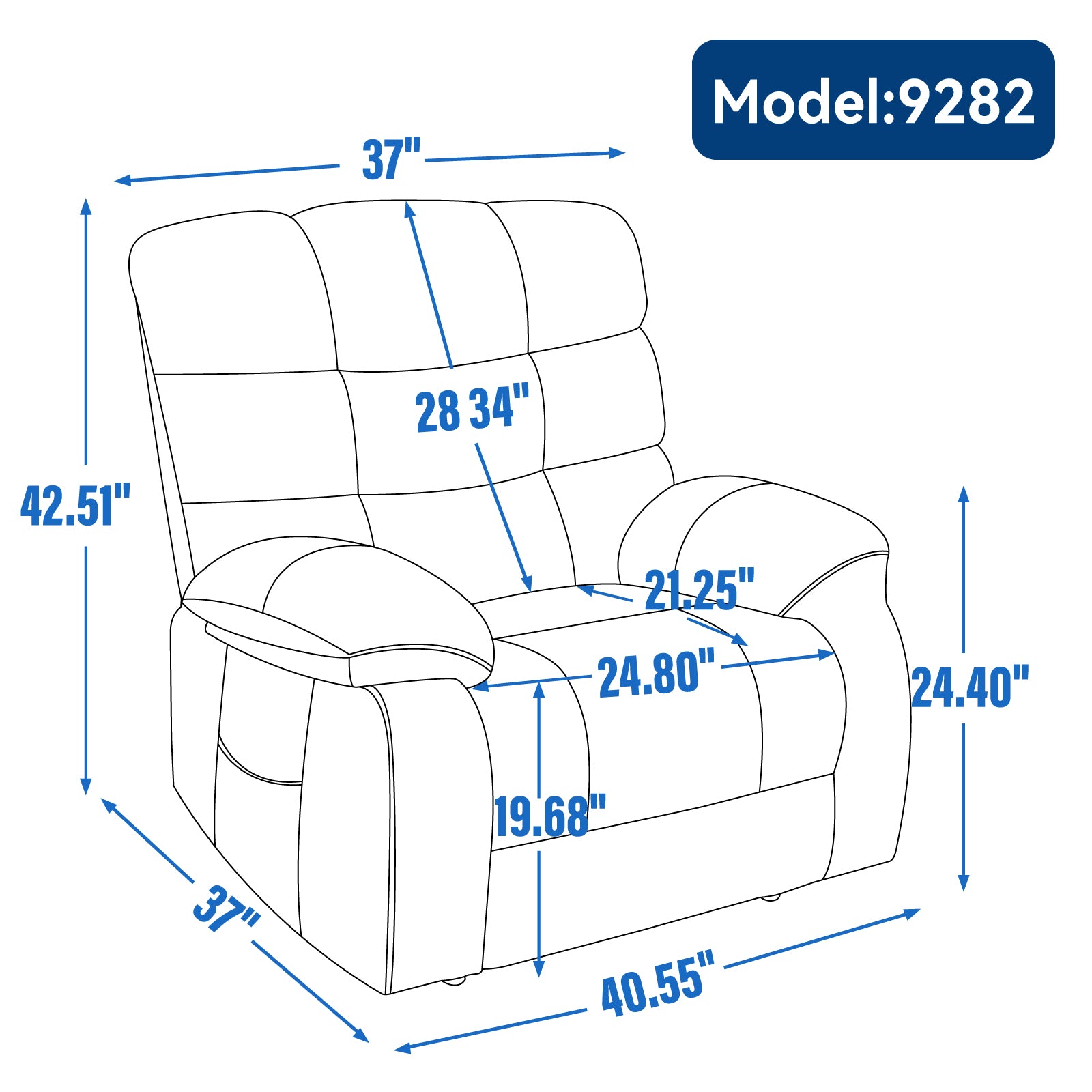 Lift Recliner Chair Heat Massage Dual Motor Infinite Position Up To 350 Lbs Large Electric Power Lift Recliners With Power Remote, Medium Firm And Heavy Duty, Blue White Metal Primary Living Space Heavy Duty Pine Blue Chenille Power Remote Medium Firm