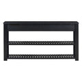 Stylish Entryway Console Table With 4 Drawers And 2 Shelves, Suitable For Entryways, Living Rooms. Black Mdf