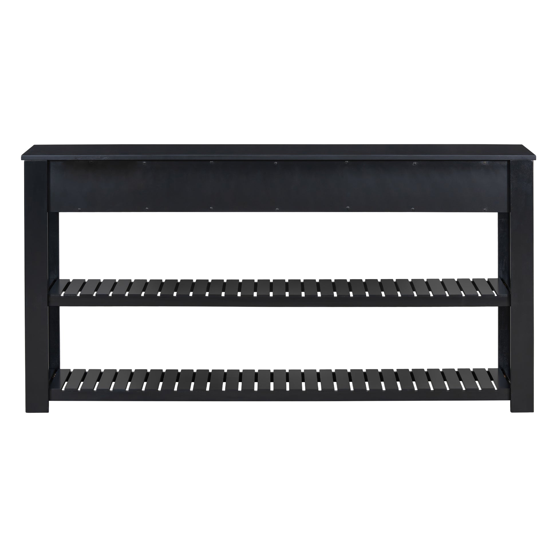 Stylish Entryway Console Table With 4 Drawers And 2 Shelves, Suitable For Entryways, Living Rooms. Black Mdf