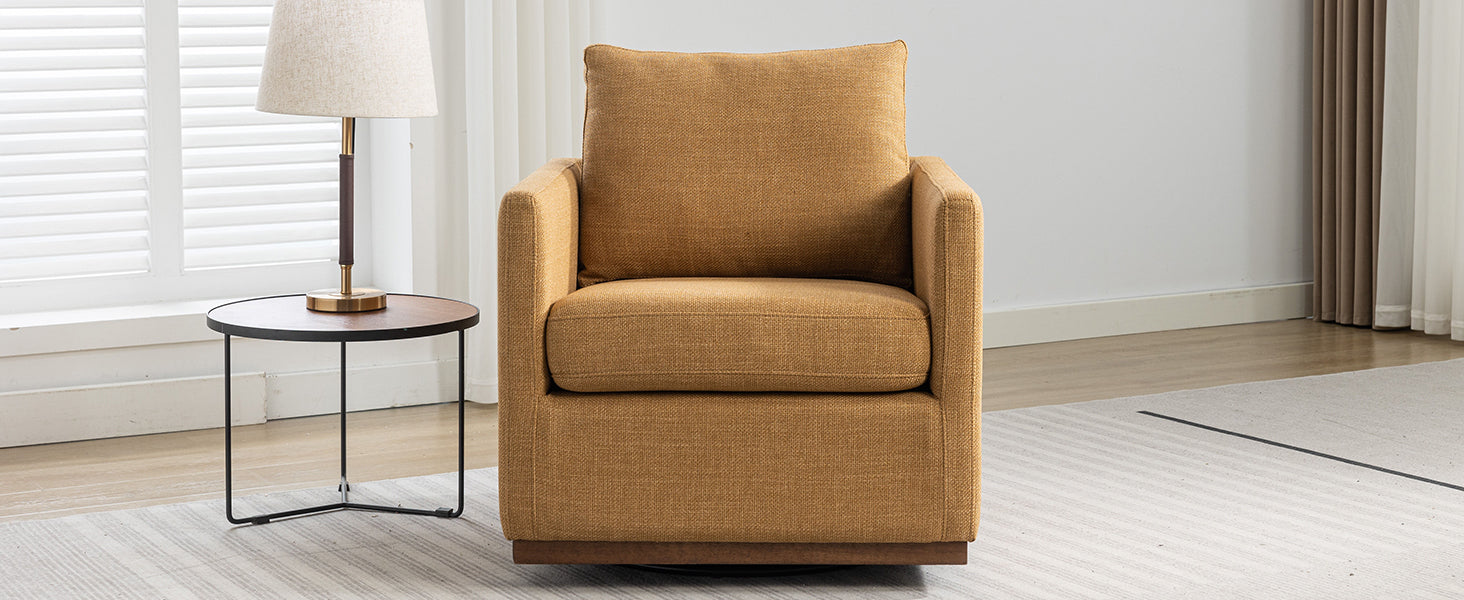 Mid Century Modern Swivel Accent Chair Armchair For Living Room, Bedroom, Guest Room, Office, Mustard Yellow 1 Mustard Yellow Linen