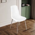 Fabric Dining Chairs Set Of 4, Upholstered Armless Accent Chairs, Classical Appearance And Metal Legs White Fabric Metal