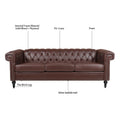83.66 Inch Width Traditional Square Arm Removable Cushion 3 Seater Sofa Dark Brown Pu Pu