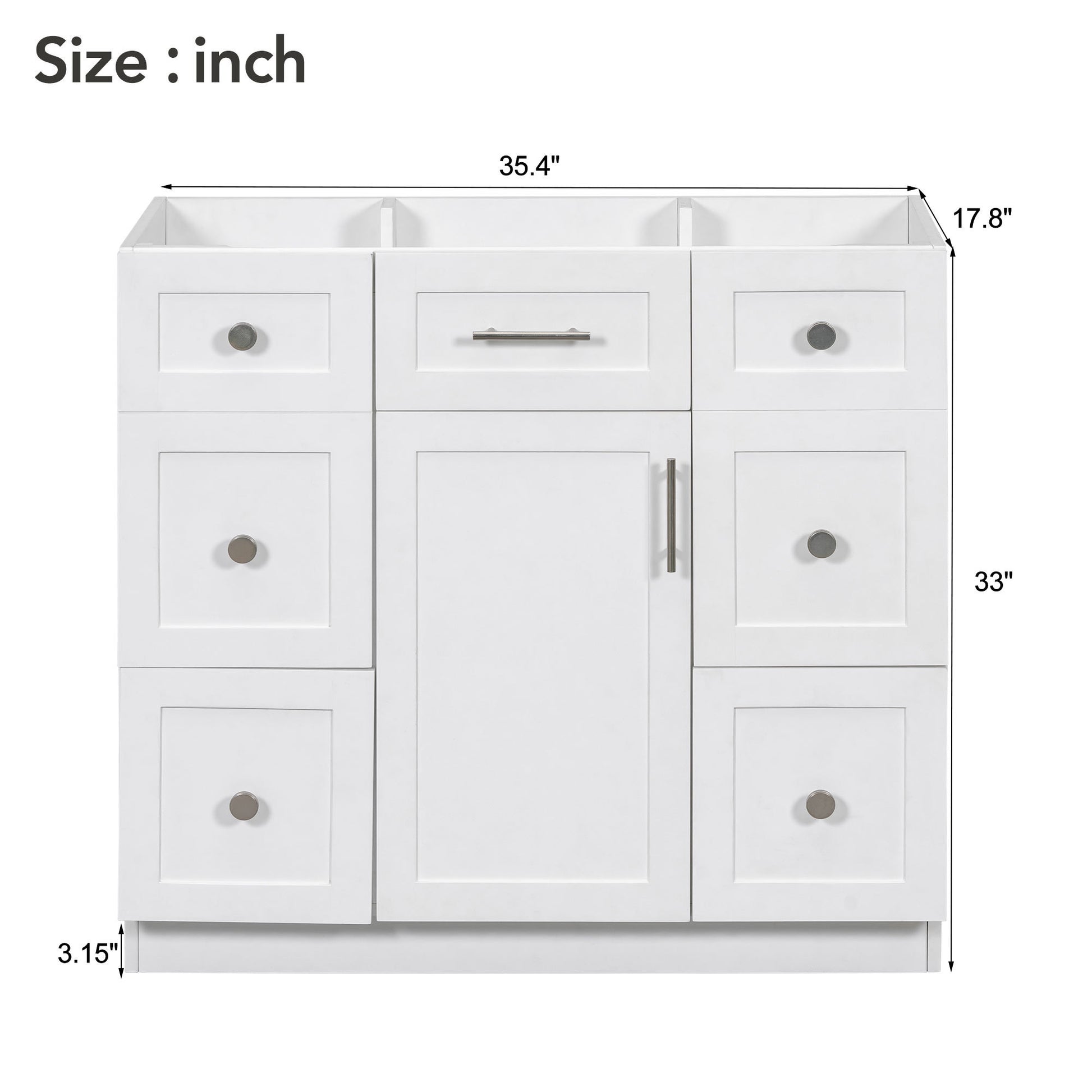 Cabinet Only 36" White Bathroom Vanity Sink Not Included White Mdf