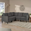 Mirod 5 Piece Upholstered Sectional Dark Gray Fabric 4 Seat