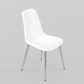 Fabric Dining Chairs Set Of 4, Upholstered Armless Accent Chairs, Classical Appearance And Metal Legs White Fabric Metal