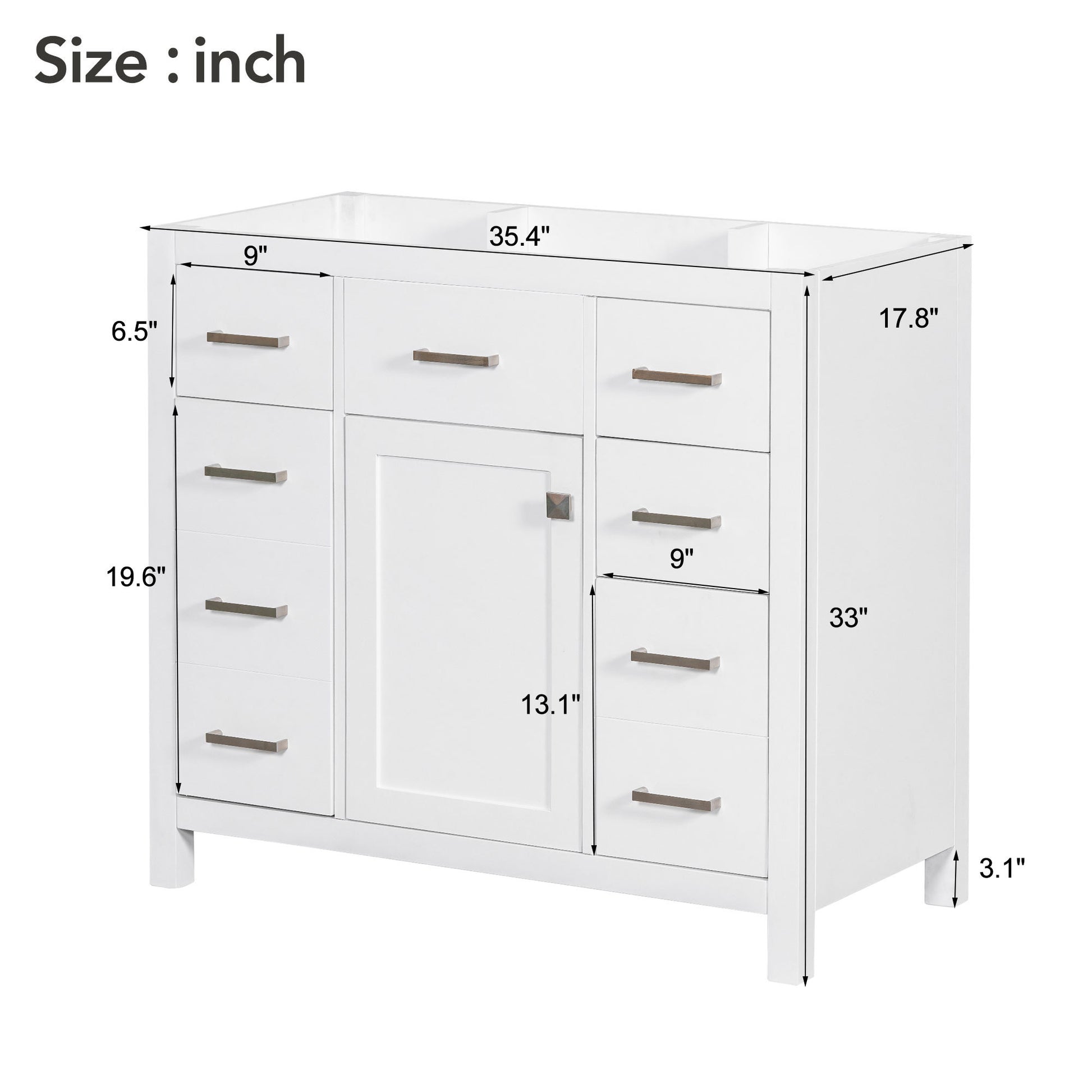 Cabinet Only 36" White Bathroom Vanity Sink Not Included White Solid Wood Mdf Resin