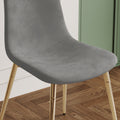 Fabric Dining Chairs Set Of 4, Upholstered Armless Accent Chairs, Classical Appearance And Metal Legs Grey Fabric Metal