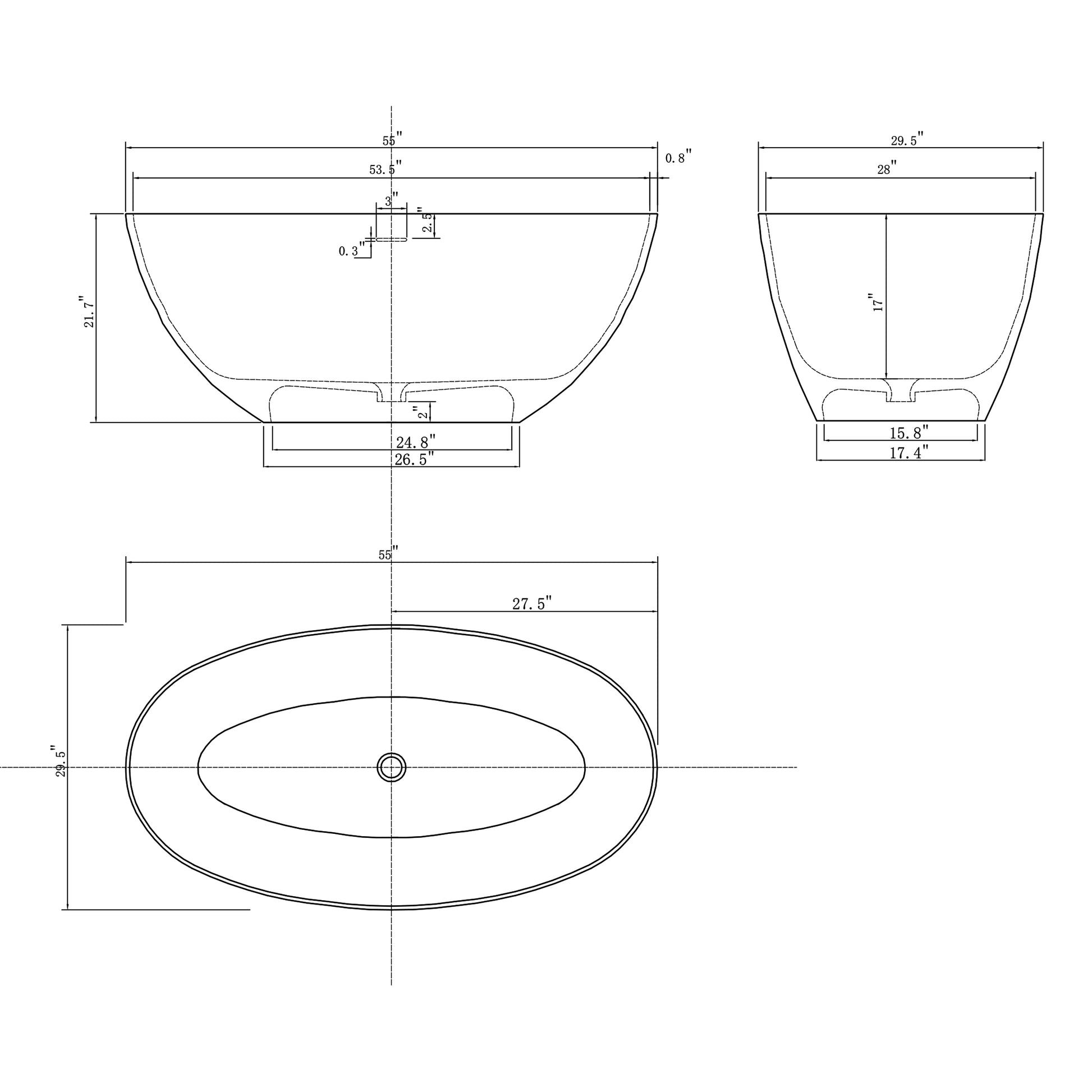 1400Mm Free Standing Artificial Stone Solid Surface Bathtub Matte Black Matte Black Oval Bathroom Freestanding Tubs Matte Less Than 59 In Classic,Luxury,Modern Soaking Center Solid Surface Solid Surface