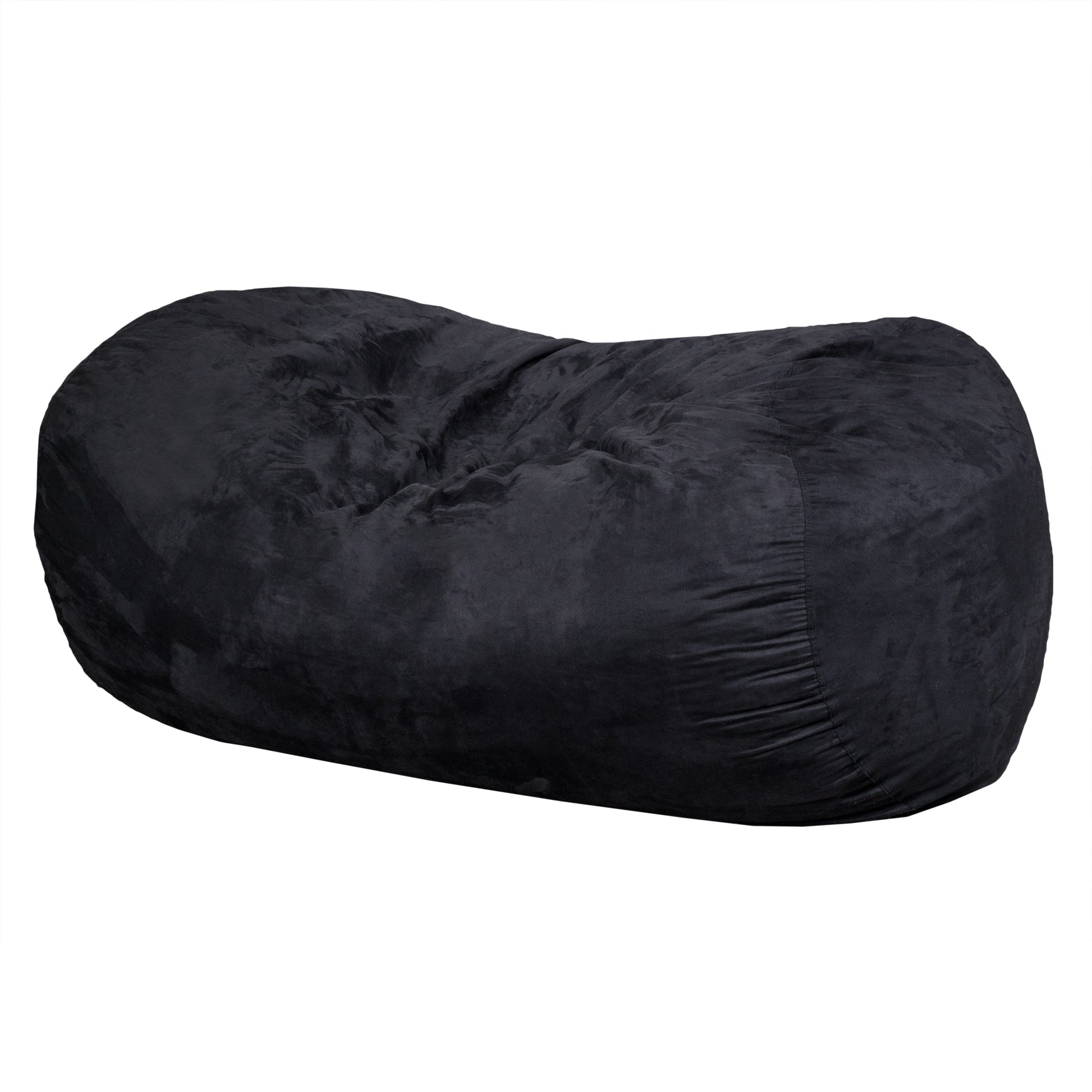 Lara 6.5 Foot Suede Cylindrical Bean Bag, Black Black Microfiber