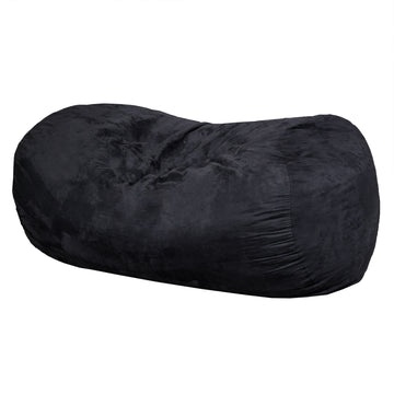 Lara 6.5 Foot Suede Cylindrical Bean Bag, Black Black Microfiber