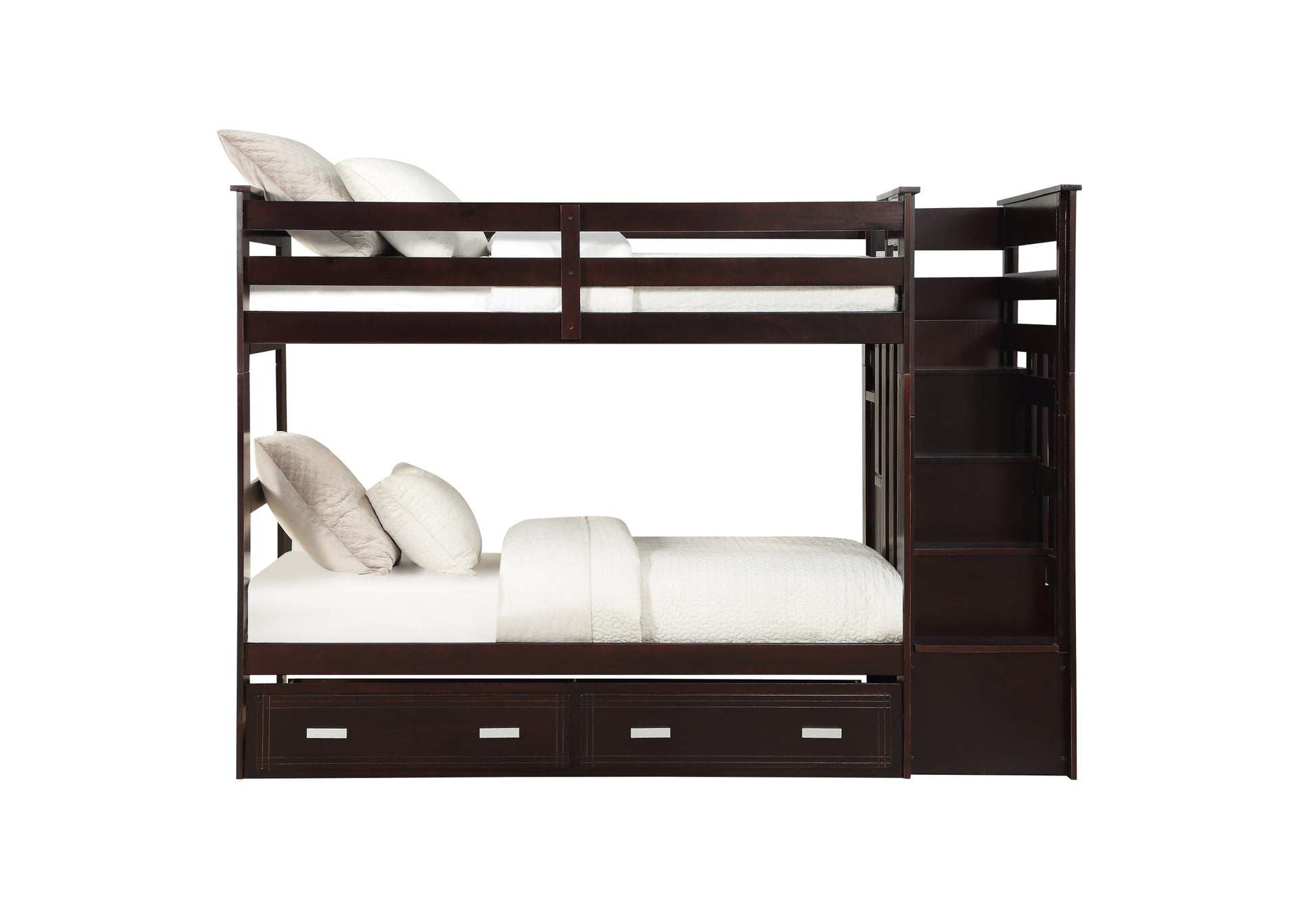 Allentown Bunk Bed Twin Twin & Storage In Espresso 10170W Espresso Solid Wood