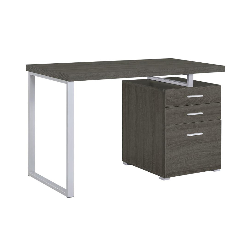 3 drawer Office Desk in Weathered Grey Finish grey-drawers-particle board+mdf