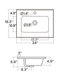 Bb0924Y311, Integrated White Ceramic Basin With One Predrilled Faucet Hole, Drain Assembly Not Included Gloss White Bathroom Modern Ceramic