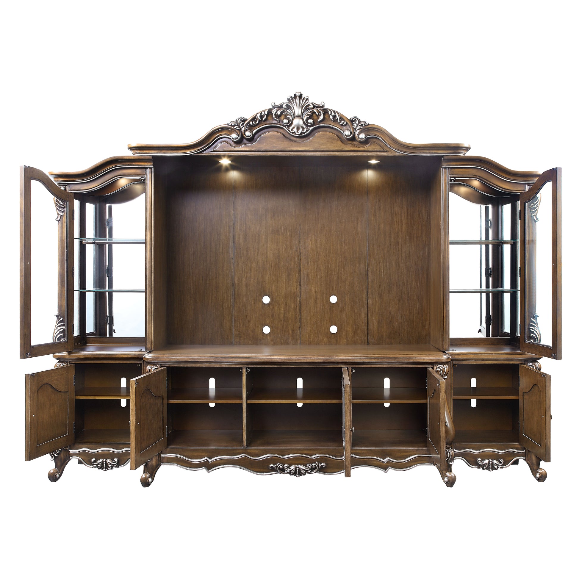 Latisha Entertainment Center Antique Oak Finish Lv01355 Oak Solid Wood Mdf