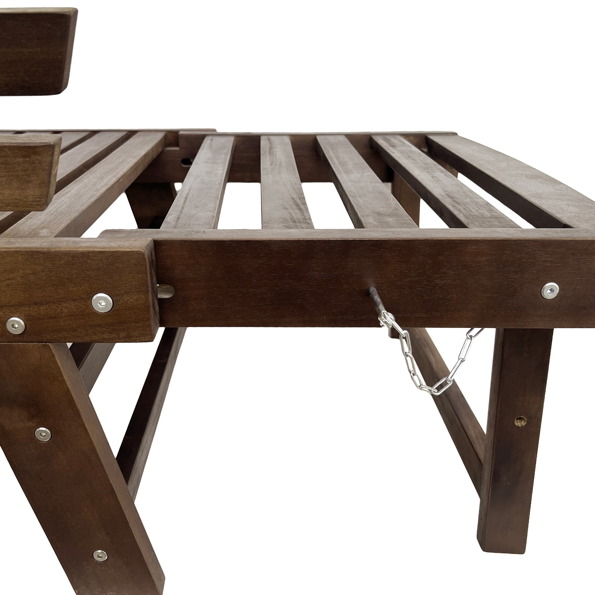 Outdoor Adjustable Patio Wooden Daybed Sofa Chaise Lounge With Cushions For Small Places, Brown Finish Gray Cushion Yes Complete Patio Set Gray Water Resistant Frame Water Resistant Cushion Garden & Outdoor Casual Sofa Seating Groups Foam Solid Wood