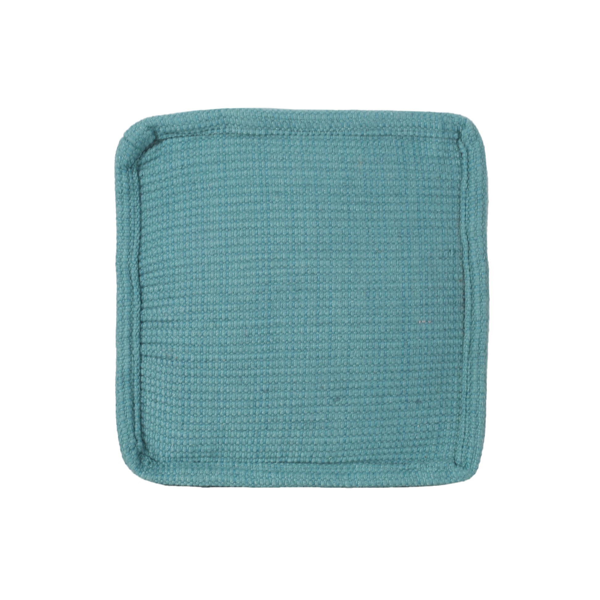 Hansolo Yarn Square Pouf, Teal Teal Cotton