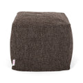 Naima Contemporary Fabric Square Pouf, Dark Brown Dark Brown Fabric