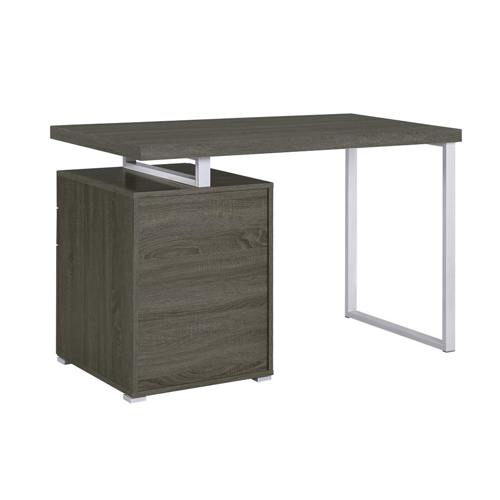 3 drawer Office Desk in Weathered Grey Finish grey-drawers-particle board+mdf