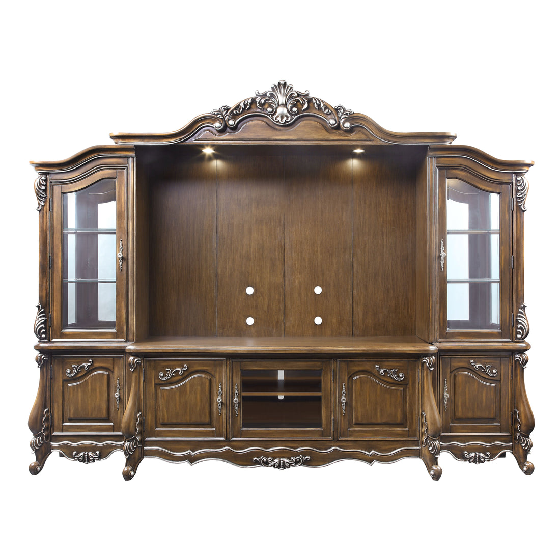 Latisha Entertainment Center Antique Oak Finish Lv01355 Oak Solid Wood Mdf