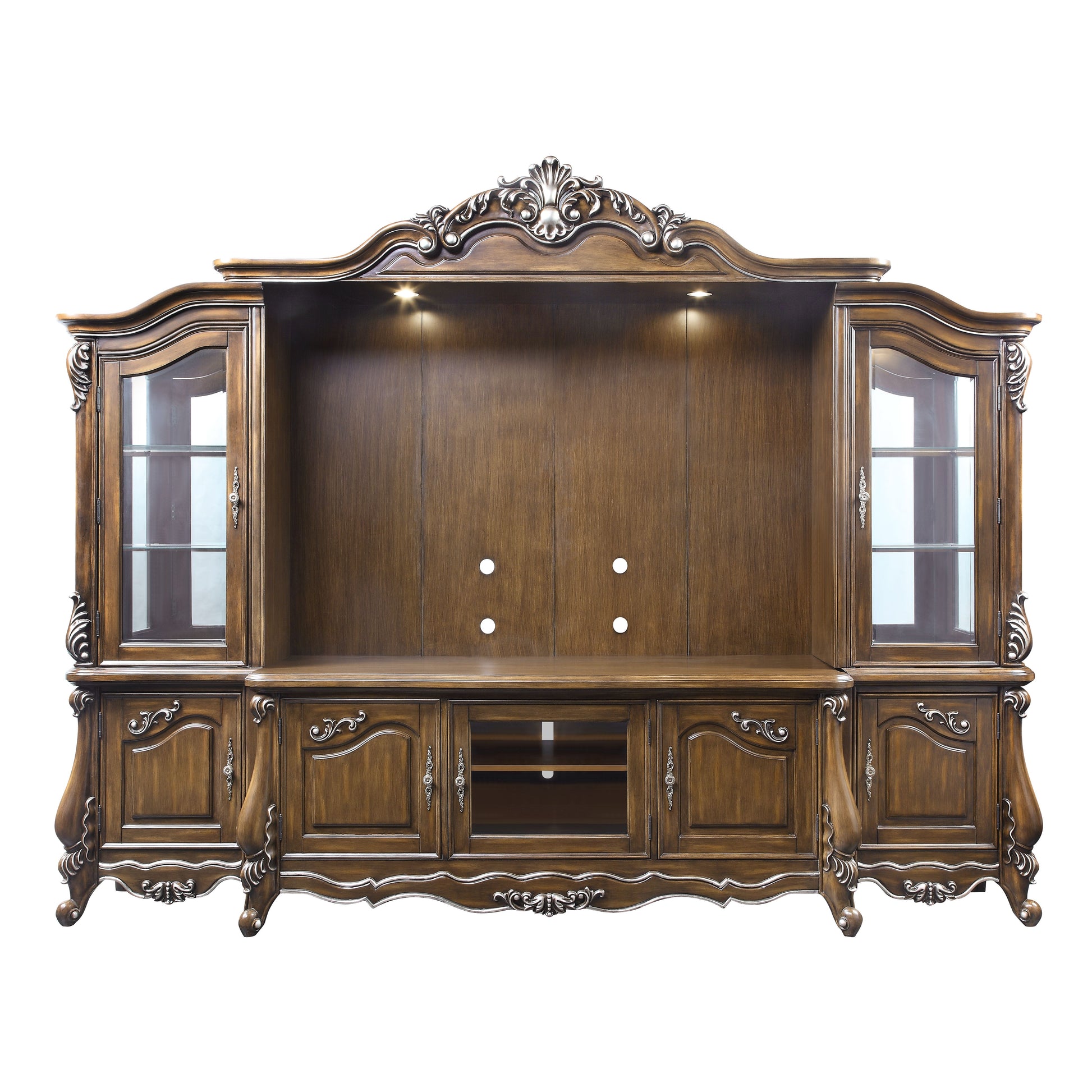 Latisha Entertainment Center Antique Oak Finish Lv01355 Oak Solid Wood Mdf