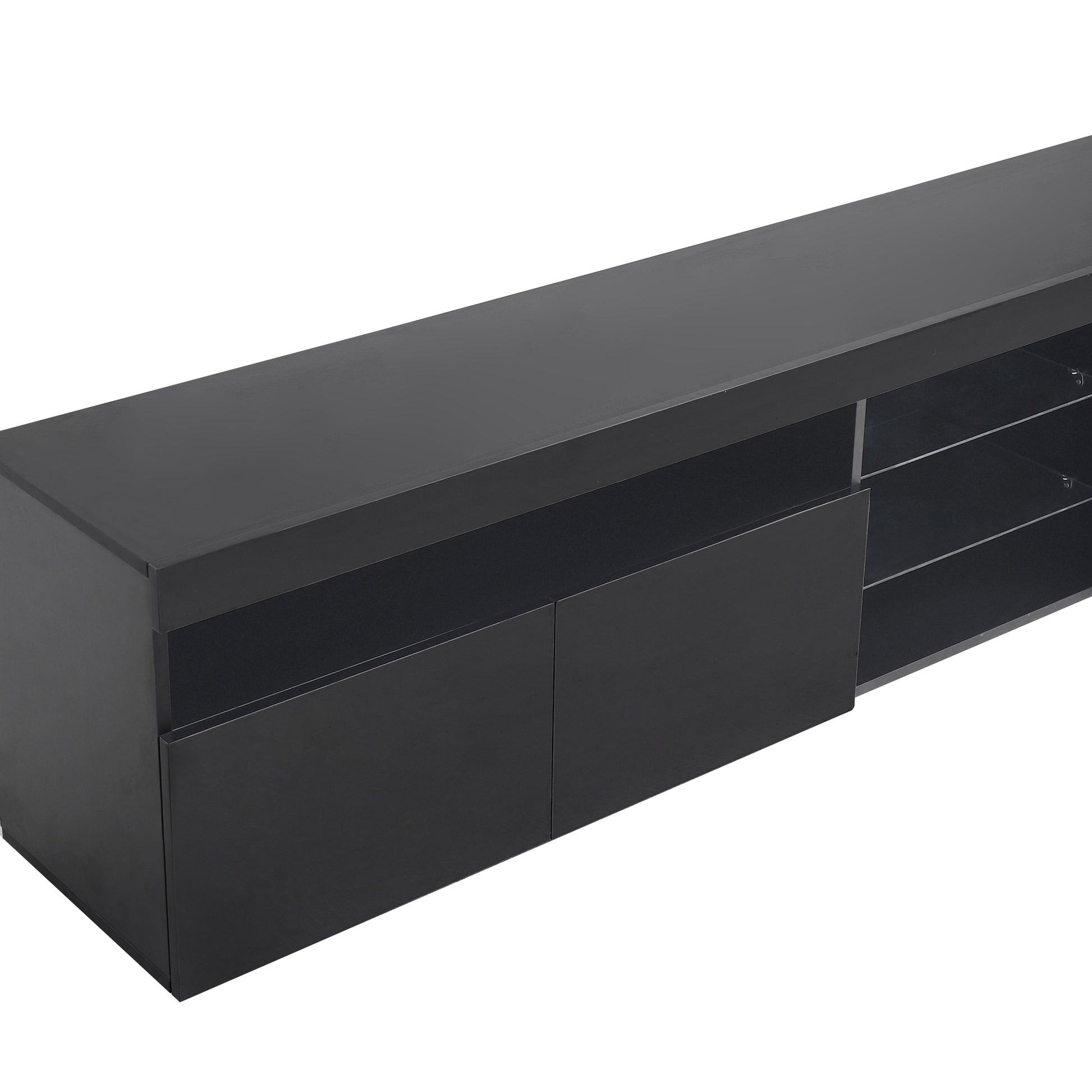 Modern Design Tv Stands For Tvs Up To 80'', Led Light Entertainment Center, Media Console With Multi Functional Storage, Tv Cabinet For Living Room,Bedroom, Home Theatre Black Primary Living Space 70 79 Inches 70 79 Inches Particle Board