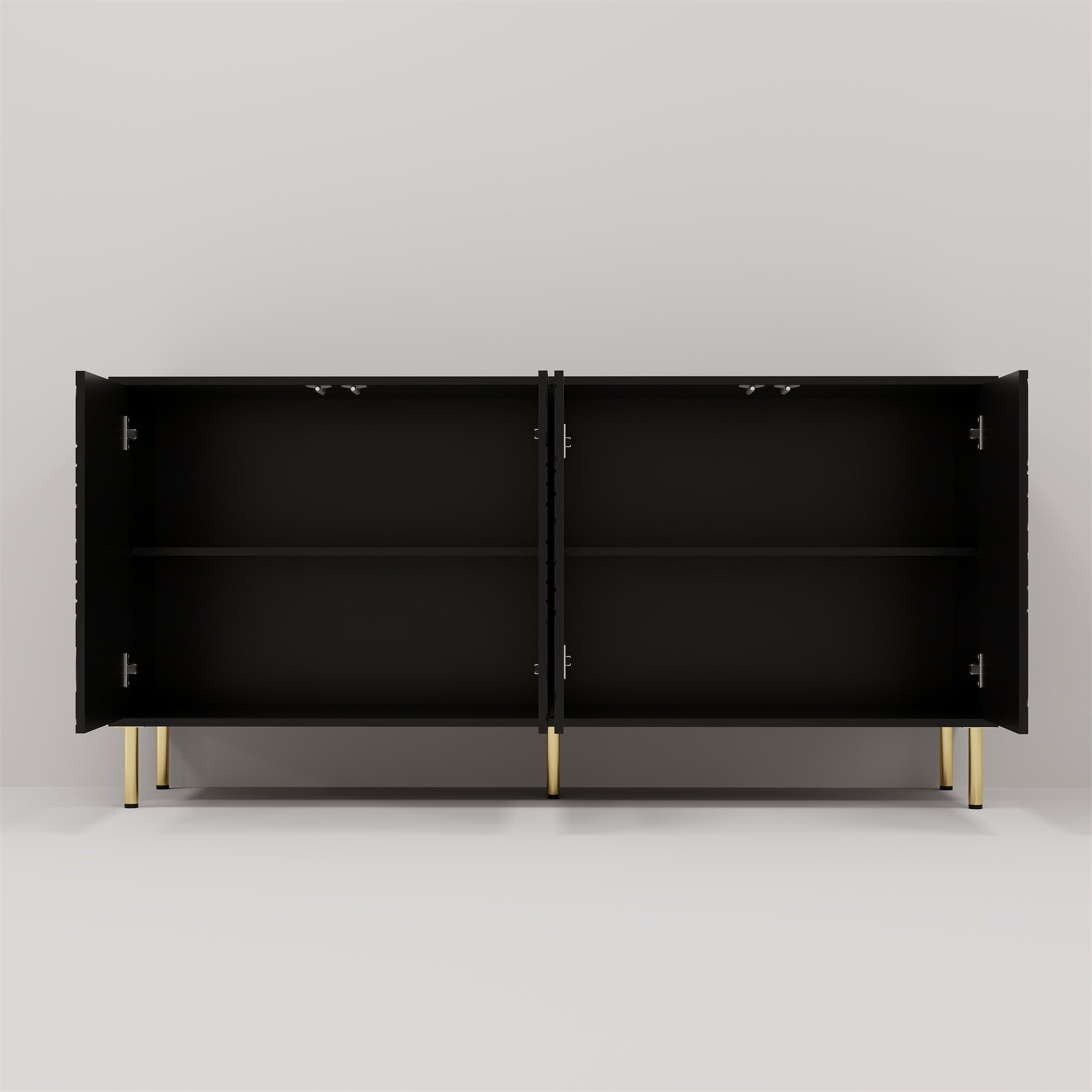 Black Folio Four Door Cream Style Side Cabinet -