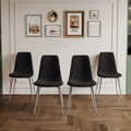 Fabric Dining Chairs Set Of 4, Upholstered Armless Accent Chairs, Classical Appearance And Metal Legs Black Fabric Metal