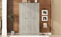 3 Door Shutter Wardrobe With Shelves, Gray Gray Mdf